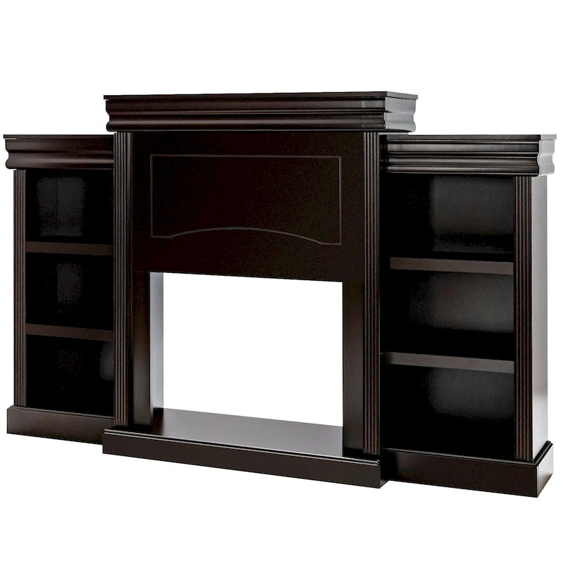 Mobile TV e Intrattenimento da 70 pollici marrone con Libreria e Caminetto - 70 x 11 x 45 (L x P x A)