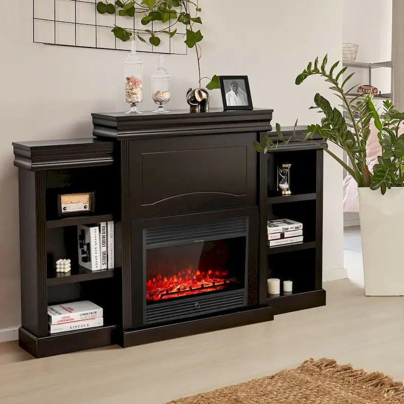 Mobile TV e Intrattenimento da 70 pollici marrone con Libreria e Caminetto - 70 x 11 x 45 (L x P x A)
