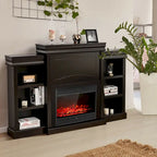 Mobile TV e Intrattenimento da 70 pollici marrone con Libreria e Caminetto - 70 x 11 x 45 (L x P x A)