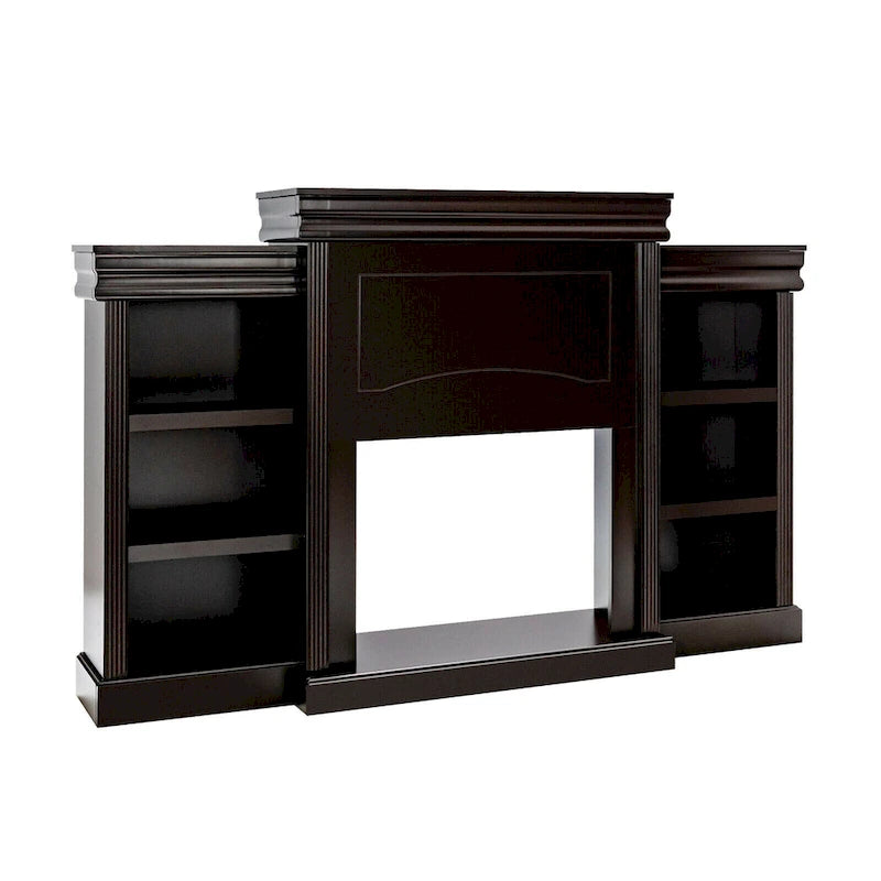 Mobile TV e Intrattenimento da 70 pollici marrone con Libreria e Caminetto - 70 x 11 x 45 (L x P x A)