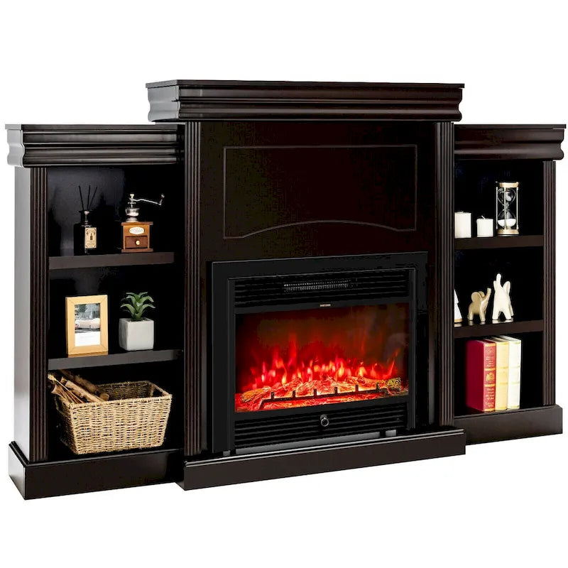 Mobile TV e Intrattenimento da 70 pollici marrone con Libreria e Caminetto - 70 x 11 x 45 (L x P x A)