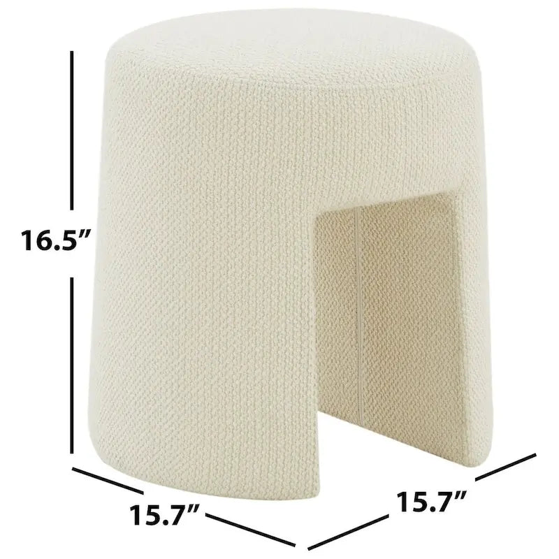 Pouf imbottito avorio – Elegante poggiapiedi da salotto