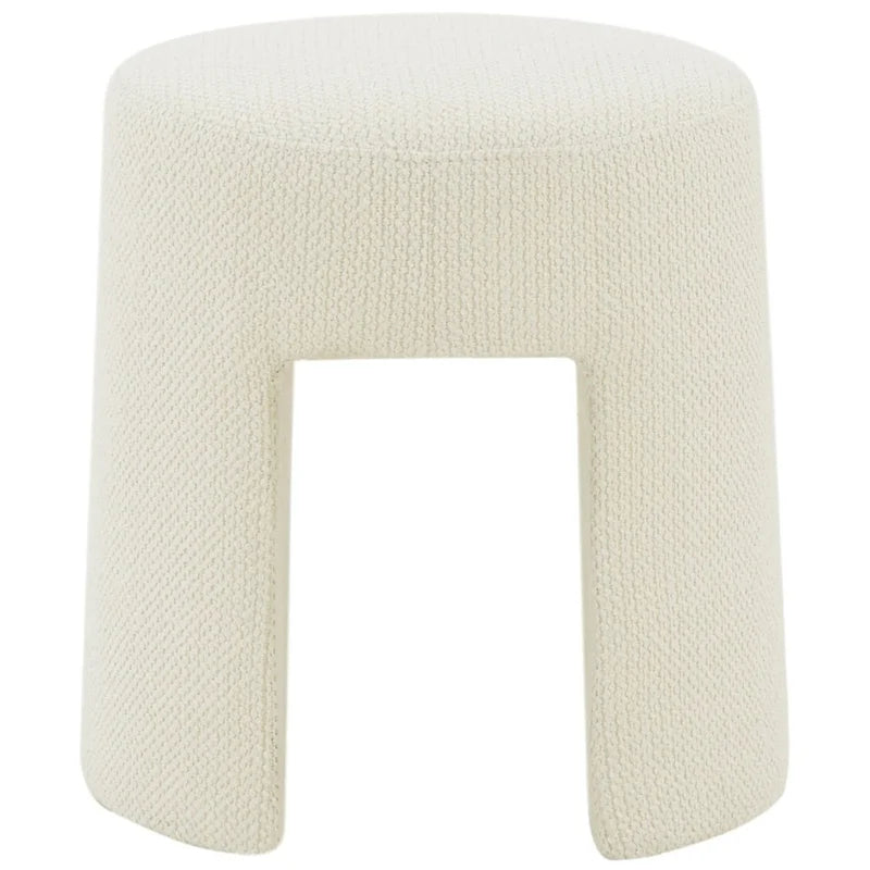 Pouf imbottito avorio – Elegante poggiapiedi da salotto