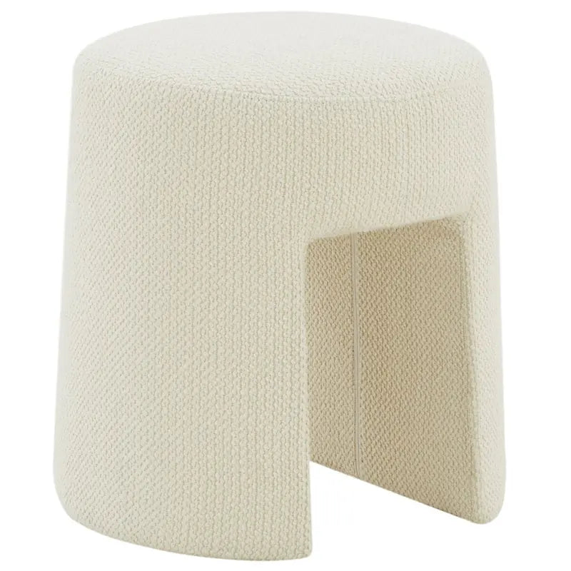 Pouf imbottito avorio – Elegante poggiapiedi da salotto