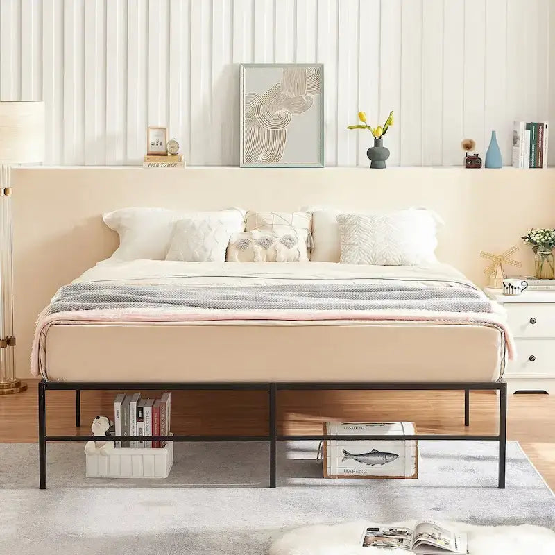 Telaio letto a piattaforma king size in metallo da 18 pollici con doghe in acciaio