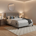 Mabe King Size Bed Curved Panel Headboard Soft Gray Fabric Upholstered