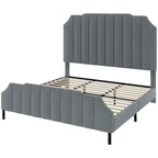 Giroletto Imbottito Grigio Letto con Piattaforma in Velluto Base per Materasso