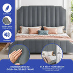 Giroletto Imbottito Grigio Letto con Piattaforma in Velluto Base per Materasso