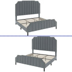Giroletto Imbottito Grigio Letto con Piattaforma in Velluto Base per Materasso