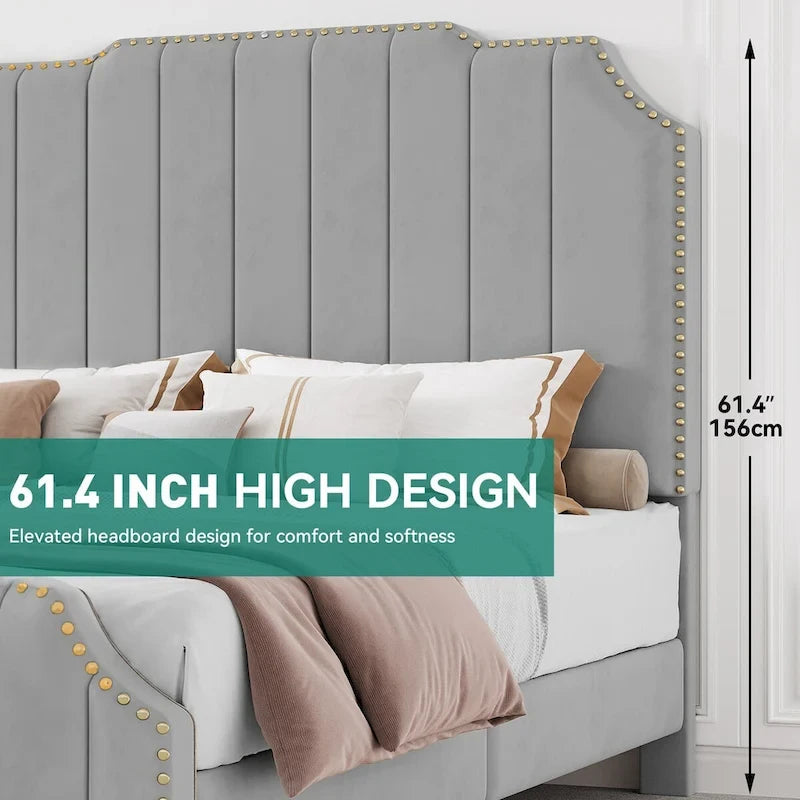 Testata letto imbottita in flanella Queen – 155 cm di larghezza