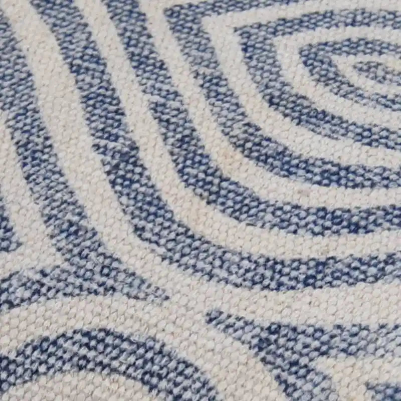 Poggiapiedi Pouf Ottomano in Legno con Stampa in Cotone, Fatto a Mano (India) - 16 x 16 x 6