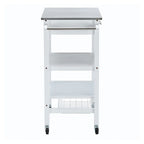 Carrello da cucina con 2 ripiani in legno e 1 cassetto, bianco