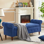 Storage Bench for Bedroom End of Bed Rolled Armed Velvet Ottoman Couch Long Bench