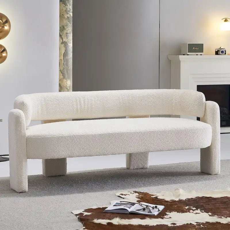 Divano moderno 75,59 Wide Bouclé per soggiorno, beige
