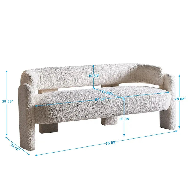 Divano moderno 75,59 Wide Bouclé per soggiorno, beige