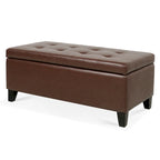 Pouf Contenitore con Gambe in Legno, Pouf Contenitore in Similpelle per Soggiorno, Camera da Letto e Ingresso