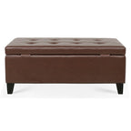 Pouf Contenitore con Gambe in Legno, Pouf Contenitore in Similpelle per Soggiorno, Camera da Letto e Ingresso