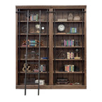Libreria a muro alta 2,4 metri con scaletta e ripiani – Marrone