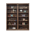 Libreria a muro alta 2,4 metri con scaletta e ripiani – Marrone