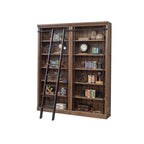 Libreria a muro alta 2,4 metri con scaletta e ripiani – Marrone