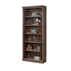 Libreria a muro alta 2,4 metri con scaletta e ripiani – Marrone