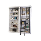 Libreria a muro alta 2,4 metri con scaletta e ripiani – Marrone