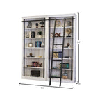 Libreria a muro alta 2,4 metri con scaletta e ripiani – Marrone