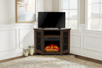 45 Industrial Corner Electric Fireplace TV Stands with 2 Metal Mesh Doors and Remote